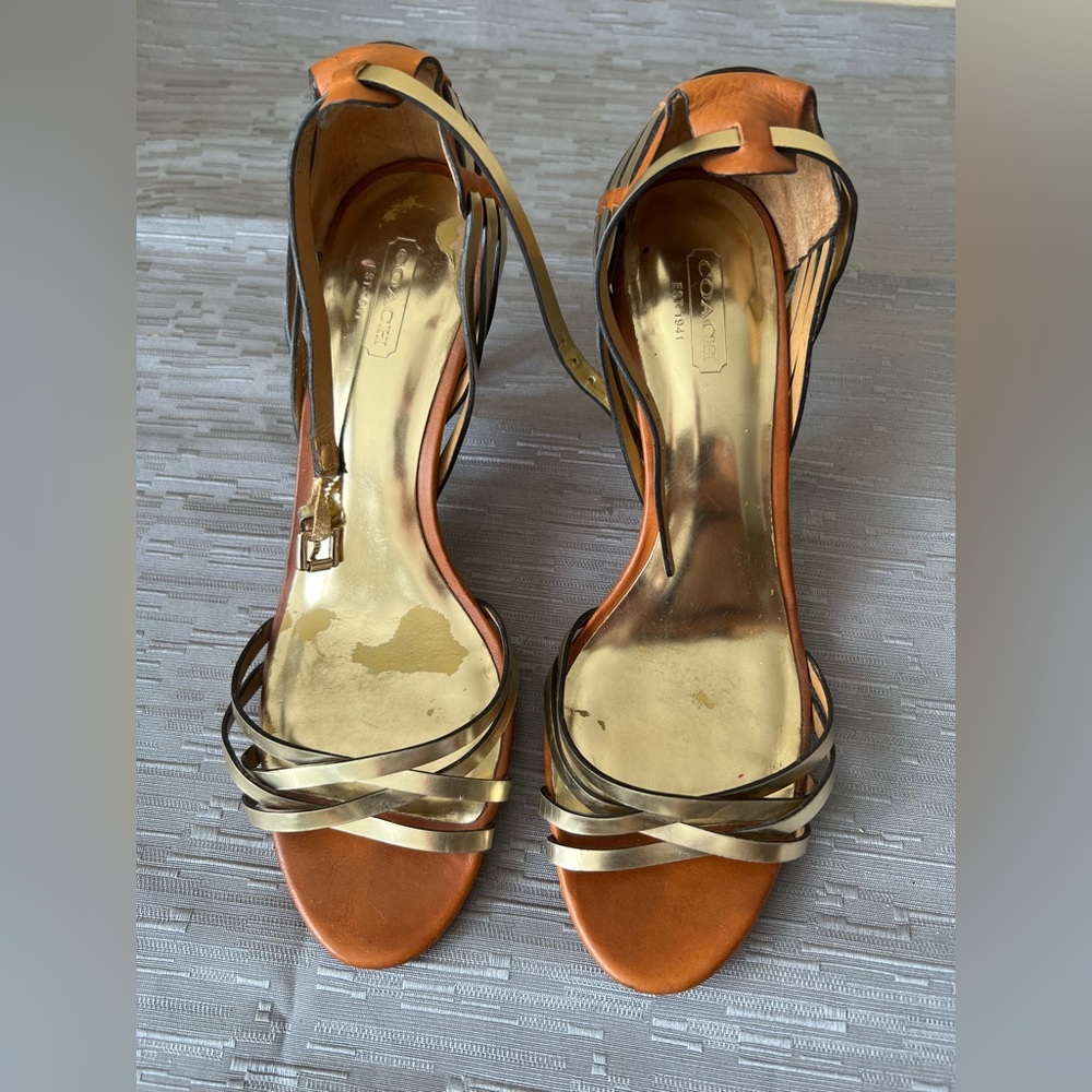Coach Woven Metallic Leather Heels